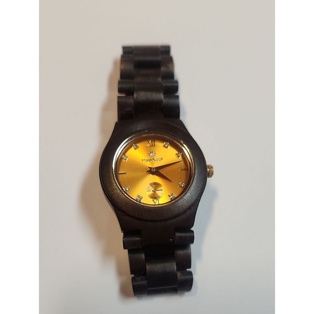 Maui Kool Hana Black Sandal Wood Orange Face Wooden Watch